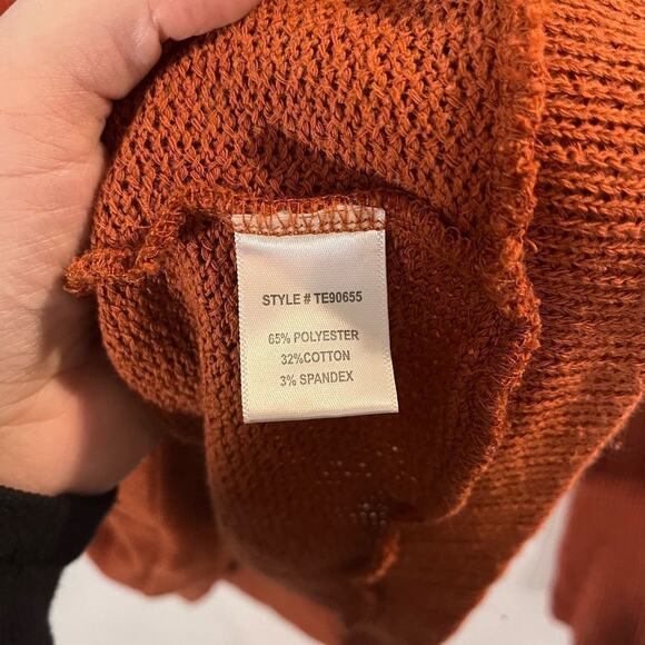 Sadie & Love Burnt Orange V Neck Pocket Cardigan Size Large - Picture 8 of 8